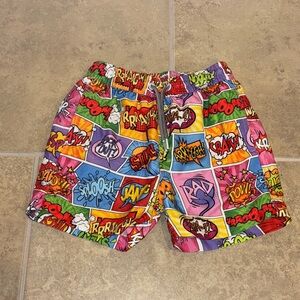 Vibrant Comic Print Kids Shorts